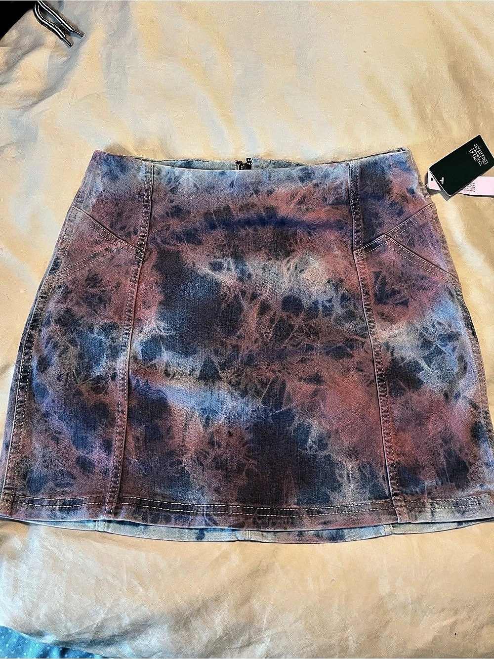 Wild Fable Tie-Dye Denim Mini Skirt NWT in Blue & Pink